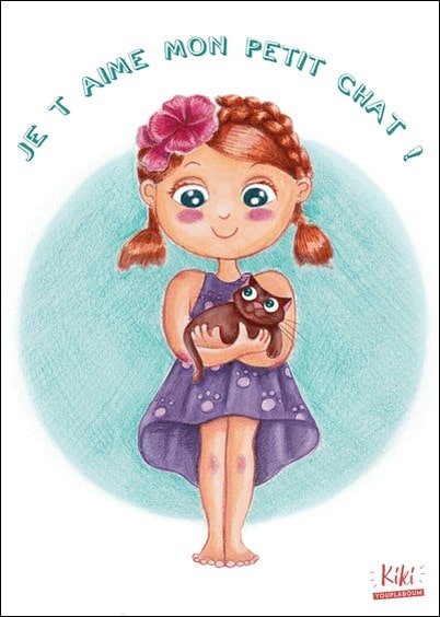 Cartes postales Amour et Animaux : Je t'aime mon petit chat