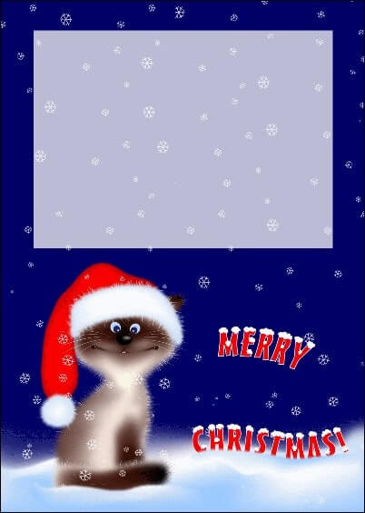 Cartes postales de Noël : Petit chat avec un bonnet de Noël - personnalisable