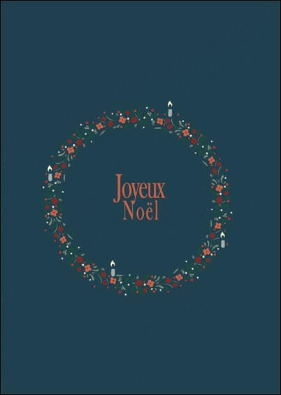 Cartes postales de Noël : Couronne de Noël et bougies