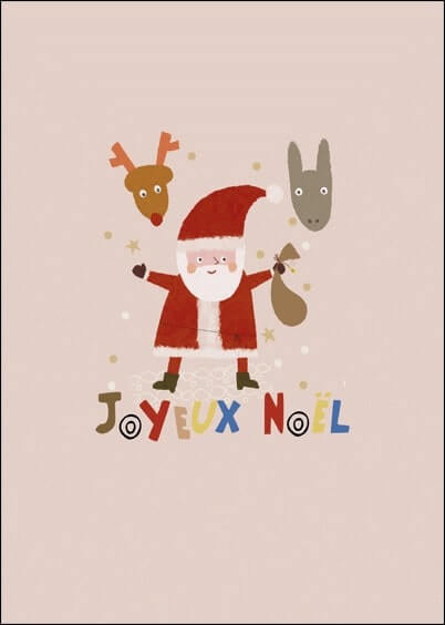 Cartes postales de Noël : Père Noël et animaux