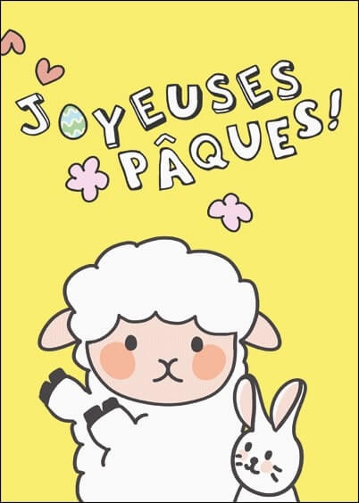 Cartes postales de Pâques : Joyeuses Pâques du mouton et du lapin