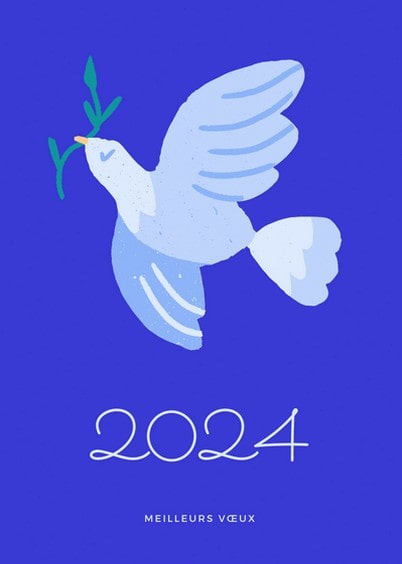 Cartes postales de Voeux de fin d'année : De la paix et de l'amour pour 2024 - Colombe