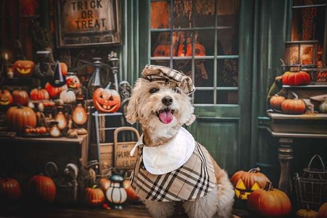 Chien et déco d'Halloween