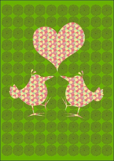 Cartes postales Amour et Animaux pour la St Valentin : Oiseaux de la Saint Valentin