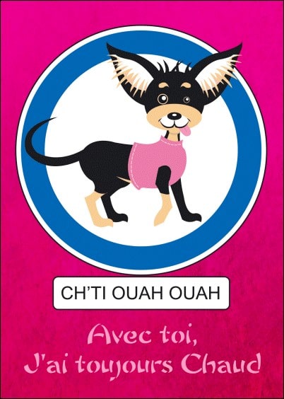 Cartes postales Amour et Animaux : Ch'ti Ouah Ouah - Avec toi j'ai toujours chaud