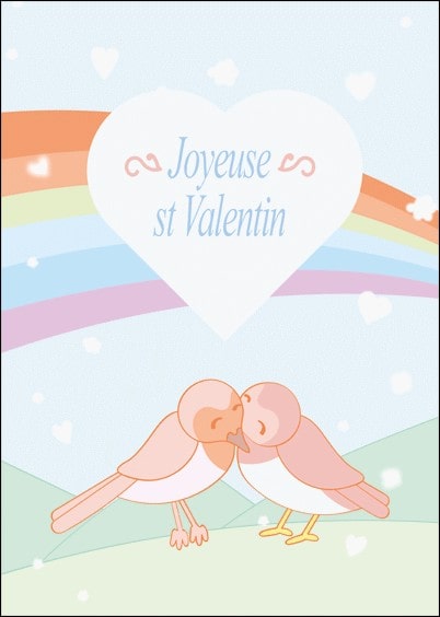 Cartes postales Amour et Animaux pour la St Valentin : Deux oiseaux amoureux