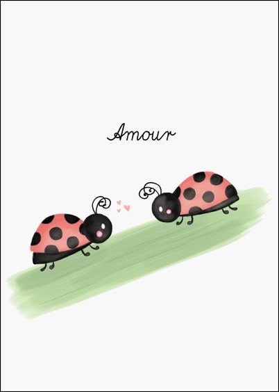 Cartes postales Amour et Animaux : Amour de coccinelles