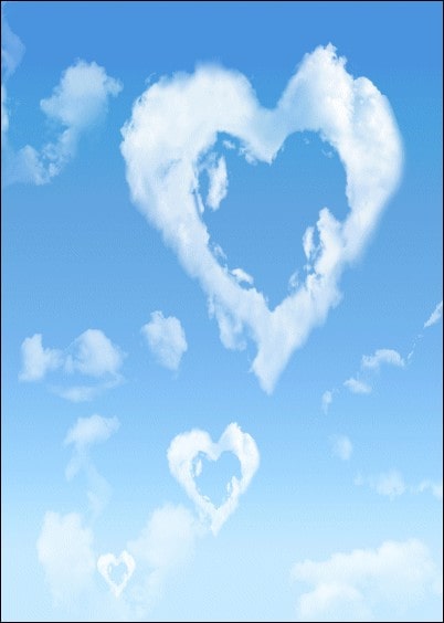 Cartes postales Amour et Animaux pour la St Valentin : Nuage de Saint Valentin