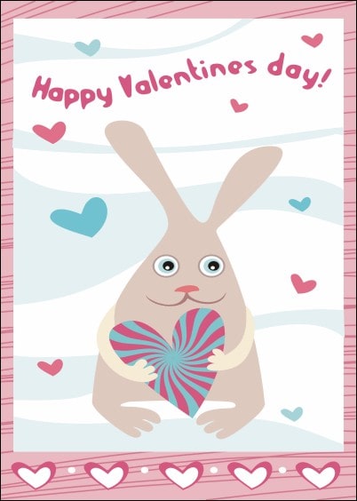 Cartes postales Amour et Animaux pour la St Valentin : Petit lapin de la Saint Valentin