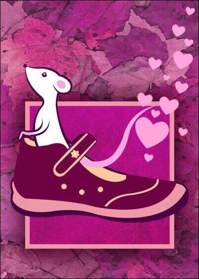 Cartes postales Animaux : Souris dans une chaussure
