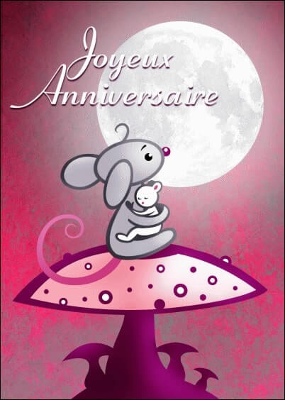 Cartes postales Anniversaire et Animaux : Petite souris