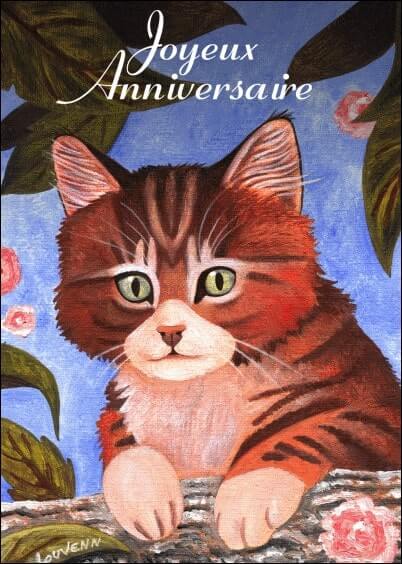 Cartes postales Anniversaire et Animaux : Tableau - Petit chat