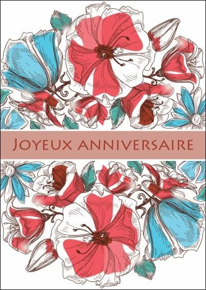 Cartes postales Anniversaire et Animaux : Fleurs