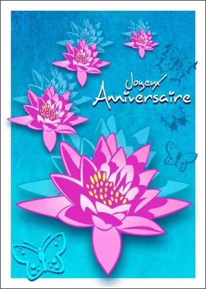 Cartes postales Anniversaire et Animaux : Fleurs de nénuphar