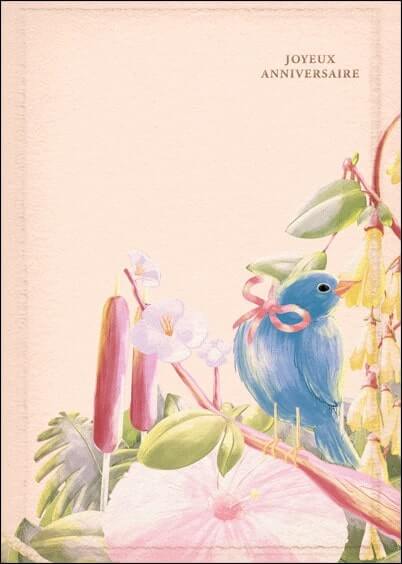 Cartes postales Anniversaire et Animaux : Oiseau bleu