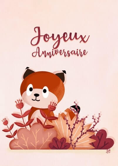 Cartes postales Anniversaire et Animaux pour les enfants : Panda roux