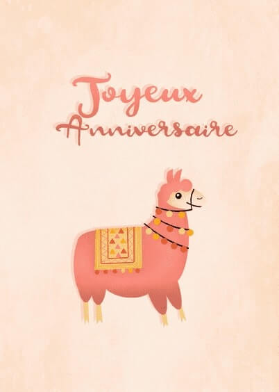 Cartes postales Anniversaire et Animaux : Joyeux anniversaire avec un lama