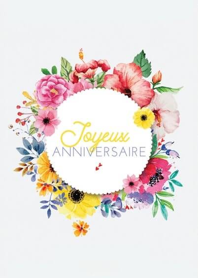 Cartes postales Anniversaire et Animaux : Joyeux anniversaire avec des fleurs