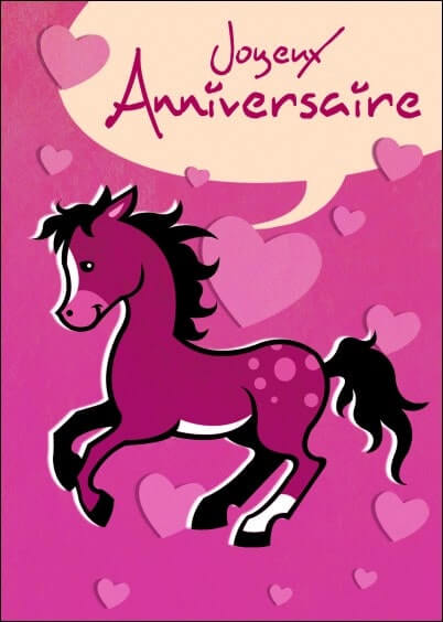 Cartes postales Anniversaire et Animaux pour les enfants : Petit cheval - Poulain