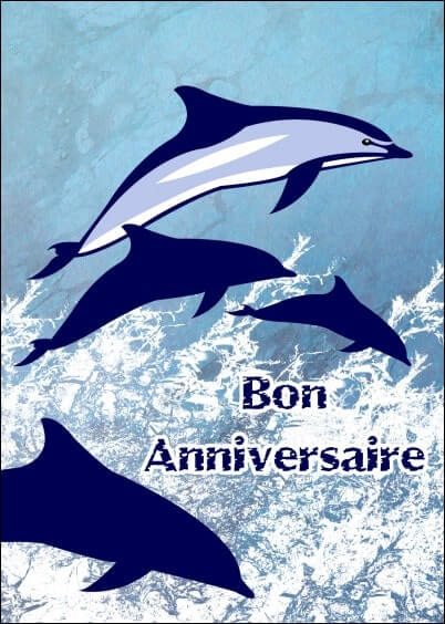 Cartes postales Anniversaire et Animaux pour les enfants : Dauphins