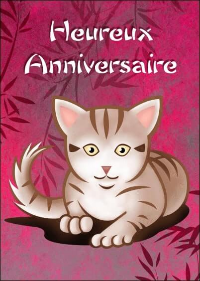 Cartes postales Anniversaire et Animaux : Chaton