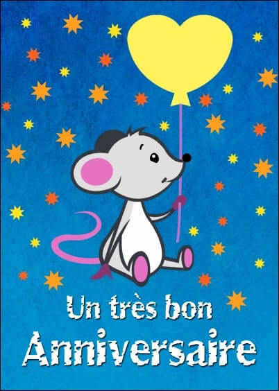 Cartes postales Anniversaire et Animaux pour les enfants : Petite souris