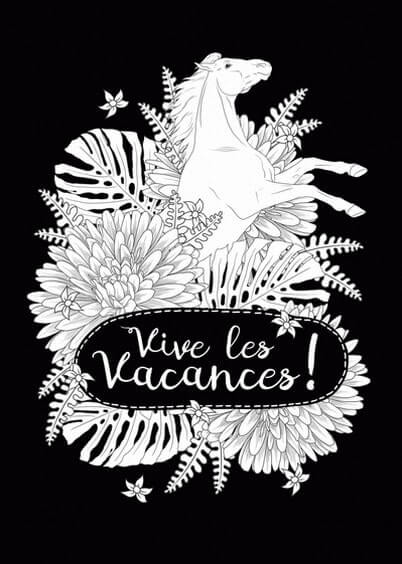 Cartes postales Coloriages Animaux pour enfants : Vive les vacances et Cheval - à colorier