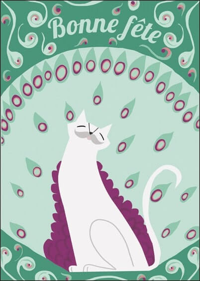 Cartes postales Bonne fête : Avec un chat blanc