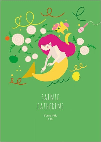 Cartes postales Ste Catherine : Petite sirène et licorne