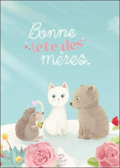 Cartes postales Fête des mères : Animaux mignons