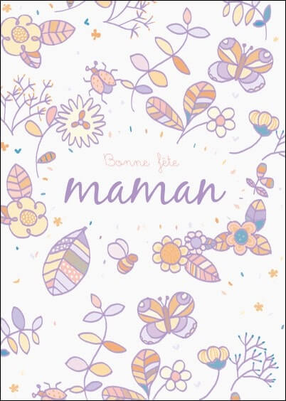 Cartes postales Fête des mères : Fleurs et papillons