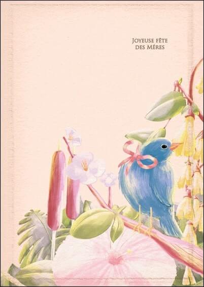 Cartes postales Fête des mères : Oiseau bleu