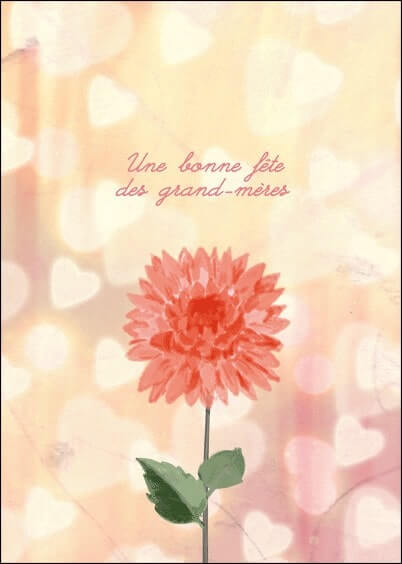 Cartes postales Fête des grand-mères : Fleur rouge et coeurs