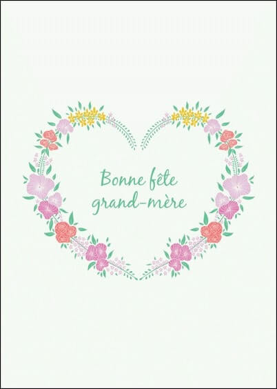 Cartes postales Fête des grand-mères : Coeur de fleurs