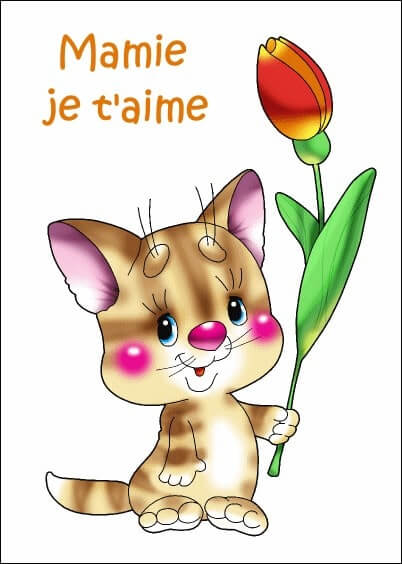 Cartes postales Fête des grand-mères : Petit chat