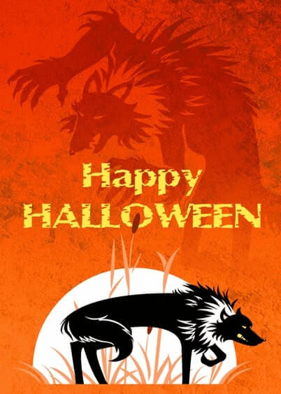 Cartes postales d'Halloween : Loup - Happy Halloween