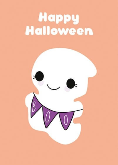 Cartes postales d'Halloween : Boo le petit fantôme