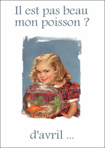 Cartes postales Poisson d'avril : Petite fille et poisson