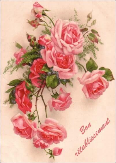 Cartes postales Bon rétablissement : Carte ancienne - Bouquet de fleurs