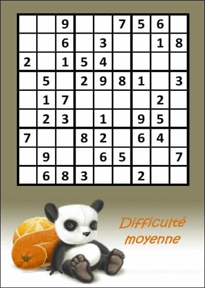 Cartes postales Jeux : Sudoku - Panda - Difficulté moyen