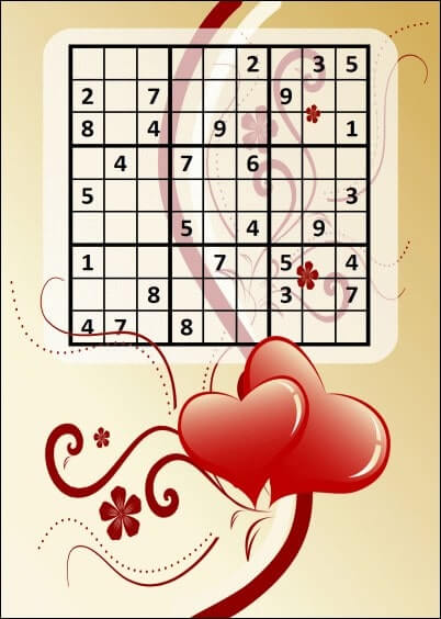 Cartes postales Jeux : Sudoku - Coeurs amoureux