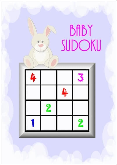 Cartes postales Jeux : Sudoku - Bébé lapin - Difficulté facile
