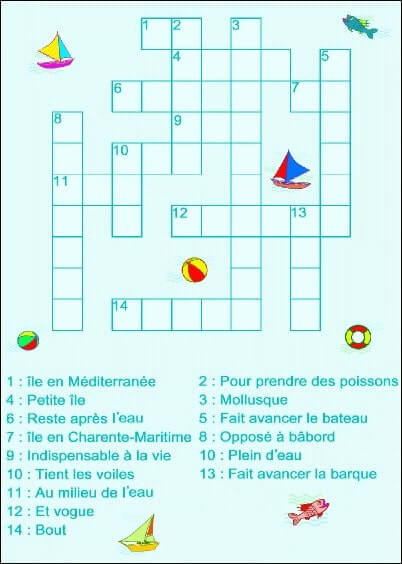 Cartes postales Jeux : Mots croisées de la mer