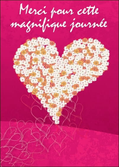 Cartes postales Mariage : Merci - Coeur de marguerites