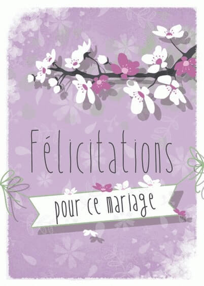 Cartes postales Mariage : Félicitations - Mariage avec des fleurs