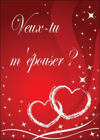Cartes postales Mariage : Veux-tu m'épouser - Coeurs rouges