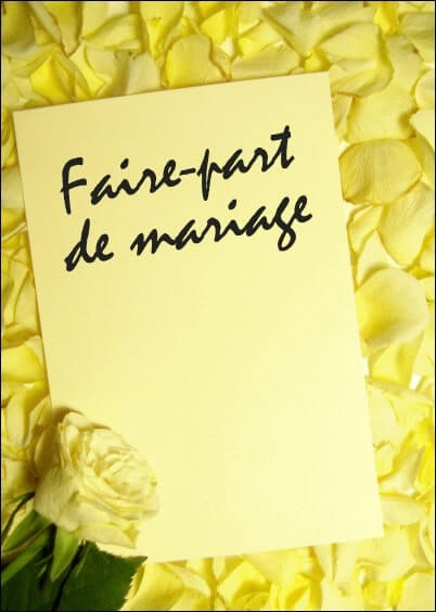 Cartes postales Mariage : Faire-part - Roses jaunes
