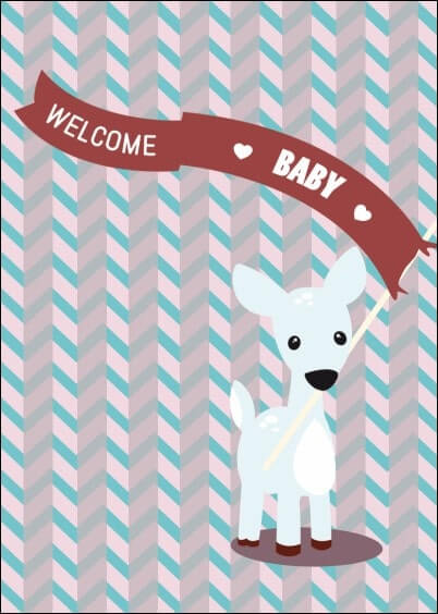 Cartes postales Naissance : Petit renne - Welcome baby