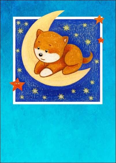 Cartes postales Naissance : Chaton sur la lune