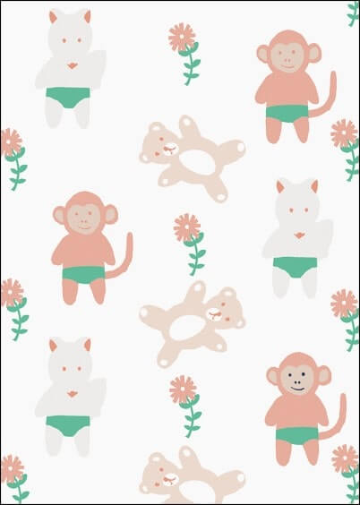 Cartes postales Naissance : Petits animaux - Fille